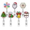 Weihnachts-Schneemann Schlüsselanhänger Schneeflocke, Weihnachtsmann Glitzer Acryl Einziehbarer Ausweishalter Ausweishalter Weihnachtsgeschenk