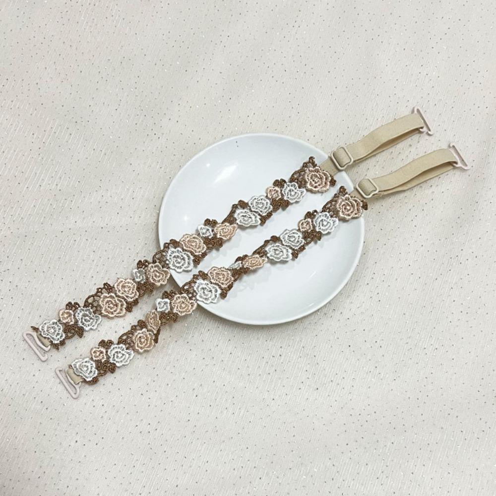 Adjustable Floral Bra Straps with Lace Trim Flower Lingerie Strap Fashion Underwear Strap Women