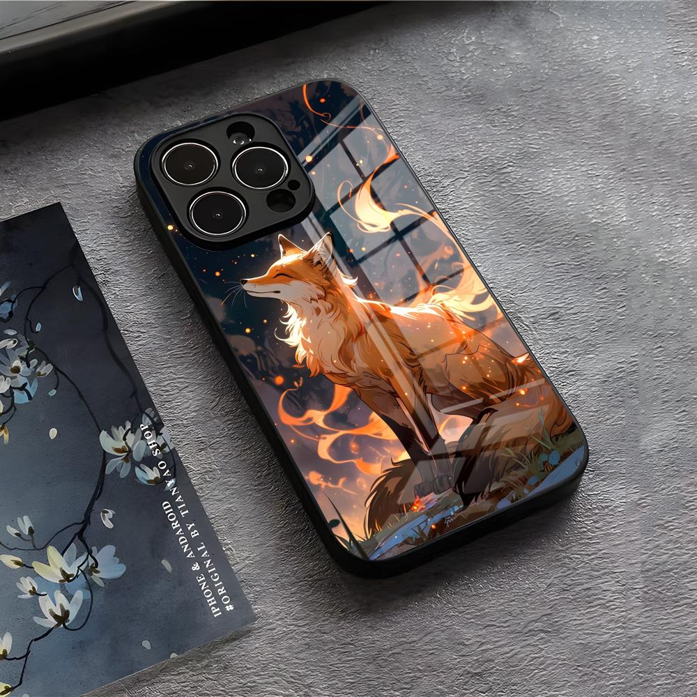 Leaves Fall Fox Halloween Phone Case For IPhone 17 Air 16 E Pro Max 15 14 13 Mini 12 Pro 11 Max Plus Black Glass Cover