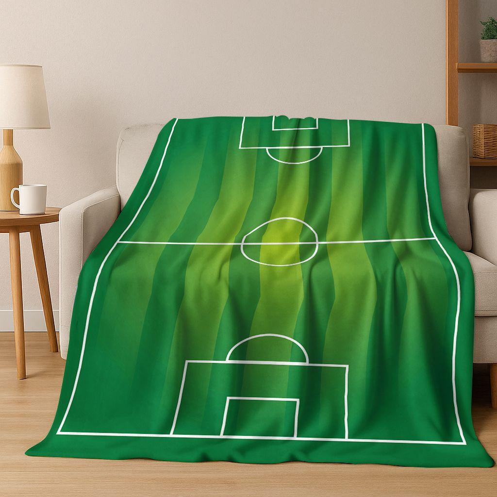 Green Black Football Field Stadium Art Flannel Blanket,Cozy Soft Throw Blanket for Home Bedroom Bed Sofa Picnic Cover Kids Gift