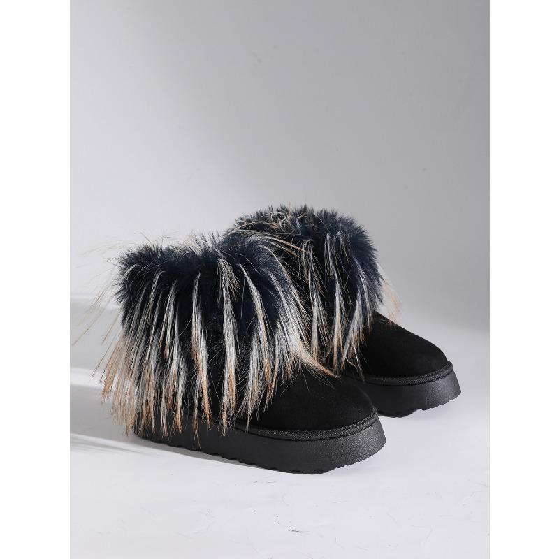 Warm Snow Boots for Winter 2025 New Plus-size Fleece Platform Sleeve Furry Cotton Shoes for Women