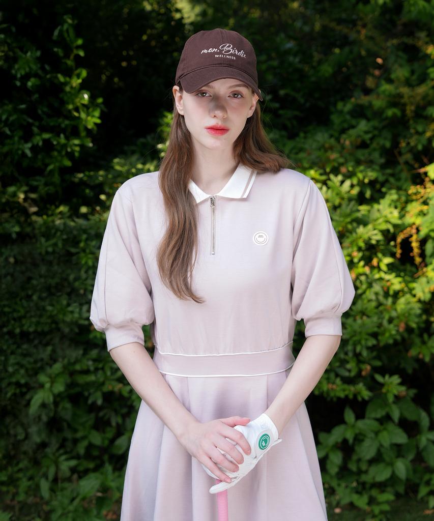 Mongbirdy Golf Voluminous Sleeve Golf Dress Beige