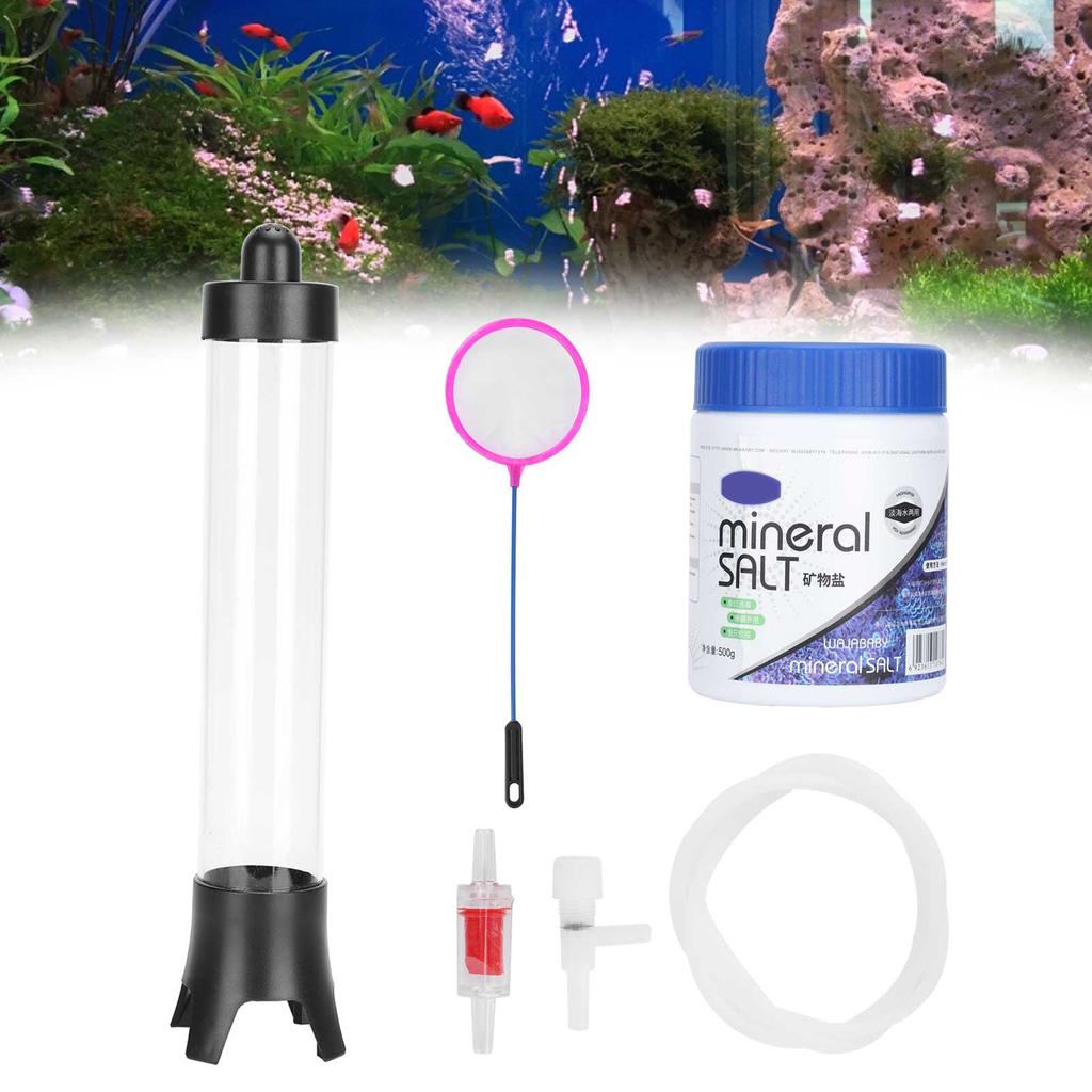Fish Tank Shrimp Breeding Hatcher Incubator Aquarium Breeder with Mineral Salts Spoon Net