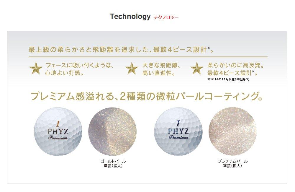 BRIDGESTONE PHYZ Premium Golf Balls, 1 Dozen (12 Balls), Gold Pearl PMGX (x 2)