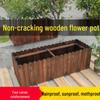 Carbonized Wood Planter Box: Anti-Corrosion, Thickened, Rectangular, Ideal for Flowers & Vegetables on Balcony or Courtyard.
