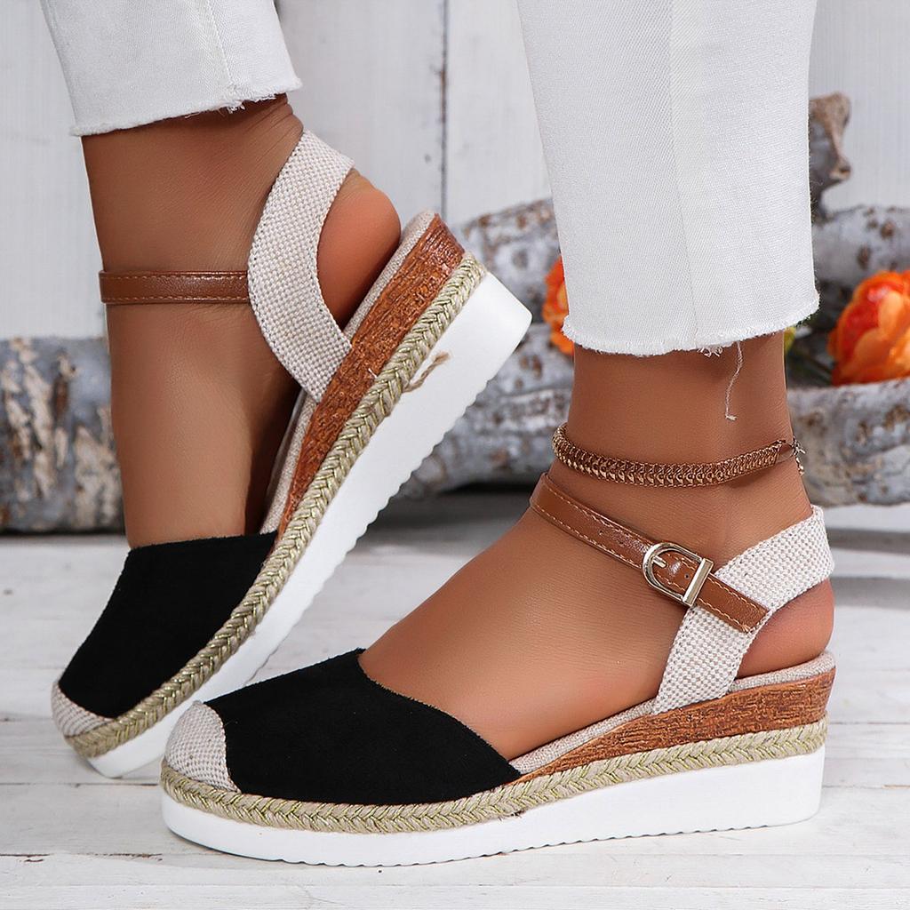 Strass Plateau Sandalen Für Damen Urlaub Slingback Pumps Keilabsatz Sandalen Für Damen Canvas Espadrille Sandalen Für Damen