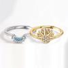 Personalized Simple Design Sense of Sun and Moon, Stacked with Diamonds, Sun and Moon Couple Ring Ring