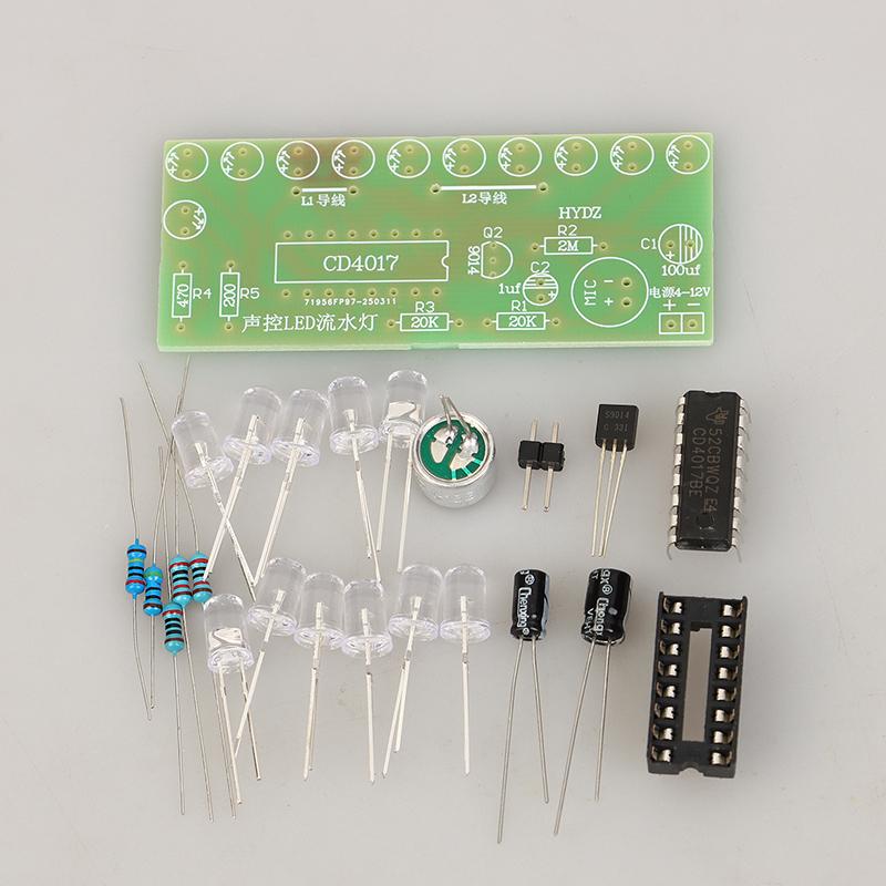 LED světlo na vodu aktivované hlasem Sada CD4017 Modul pro ovládání lucerny DIY Elektronická sada Modul pro výuku fyziky