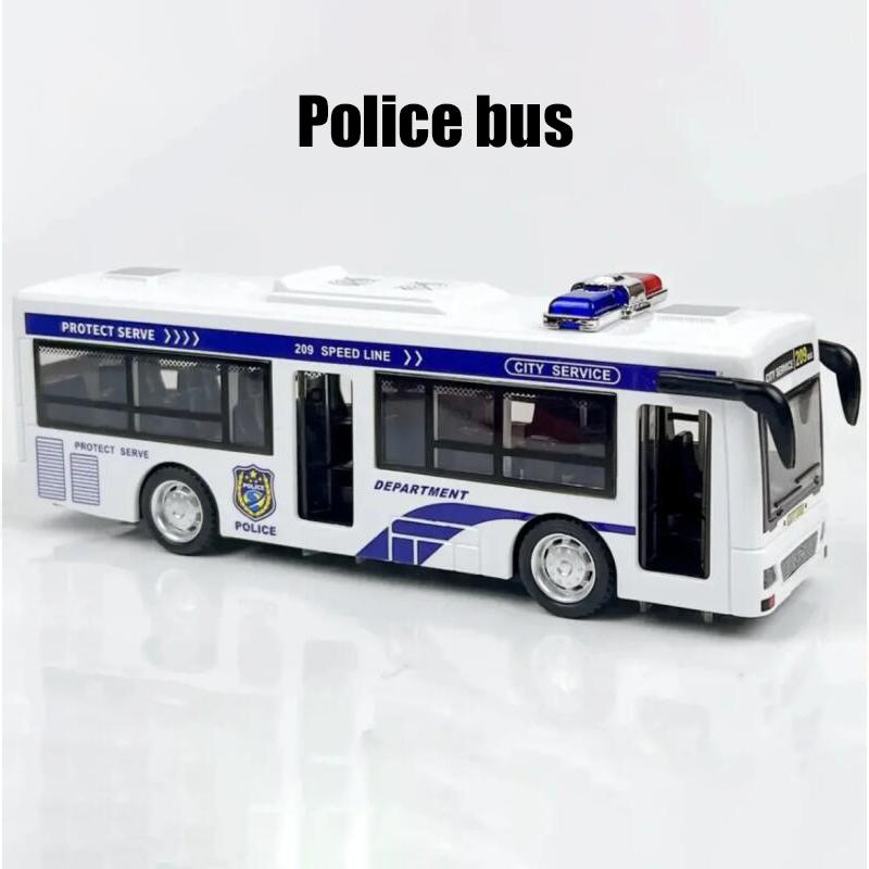 Double Decker Sightseeing Bus Model Pull Back Vehicles Toy Die Cast Pull Back Vehicles Open the Door Light Music Toys for Boys