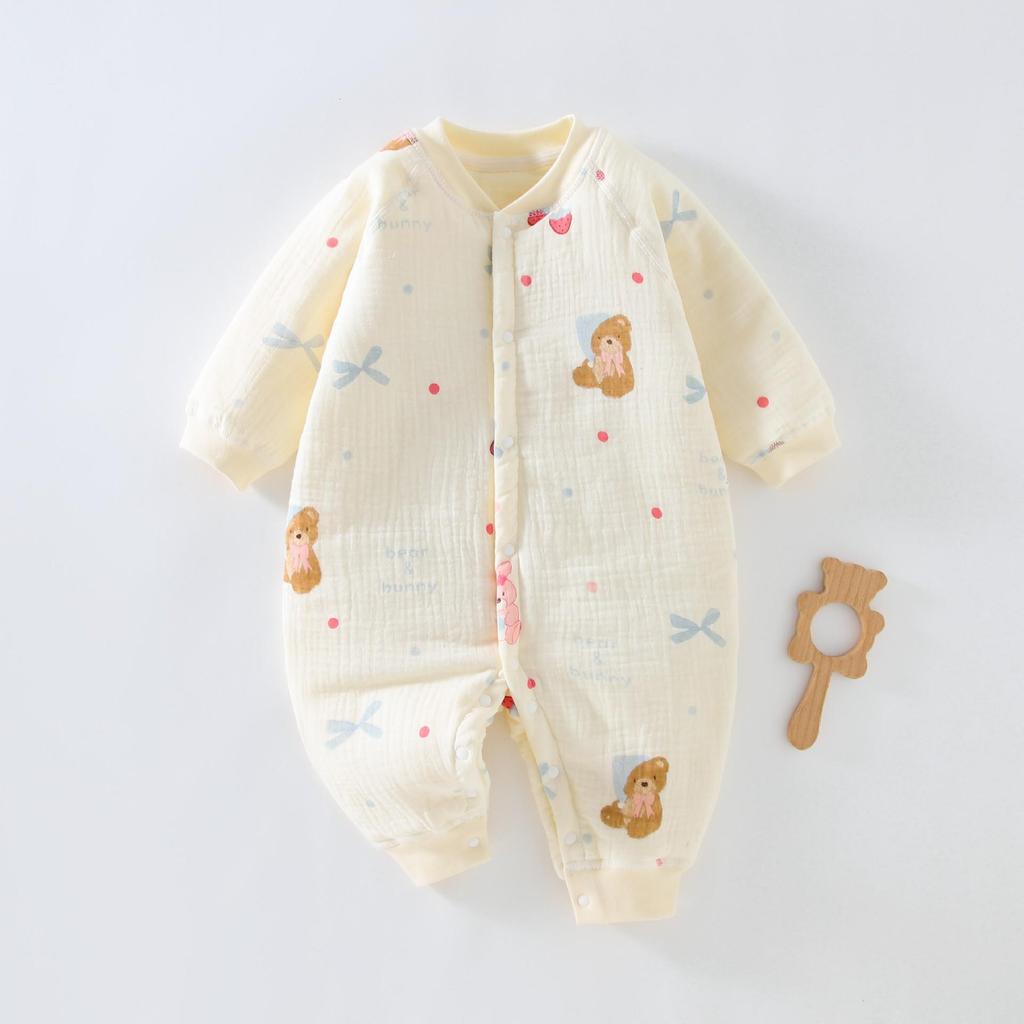 Pure Cotton Gauze Autumn/Winter Jumpsuit for Toddlers - Universal Newborn Warm Thin Cotton, Thickened Crawling Clothes