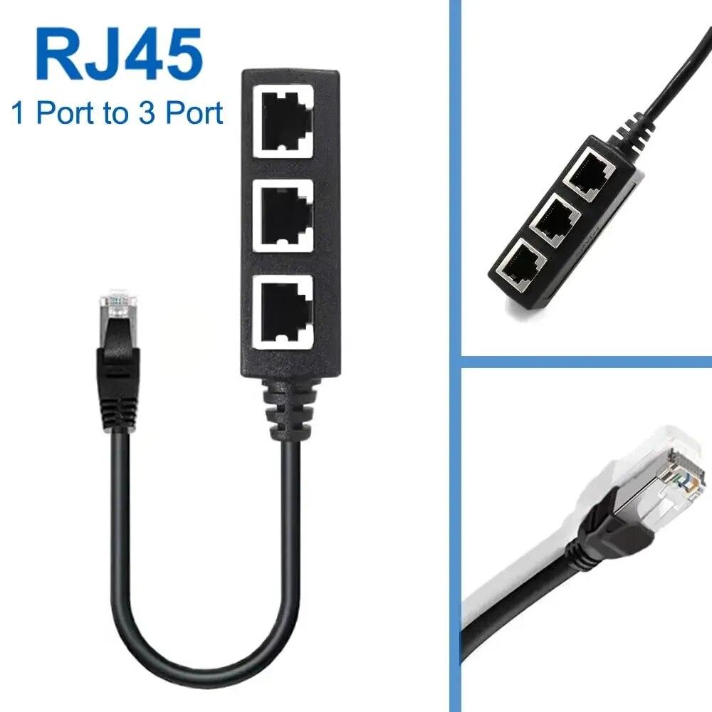 

RJ45 Ethernet Cable Splitter Network Adapter,Ethernet Splitter 1 to 3 Cable Suitable Super LAN Ethernet Connector Adapter Cat 6 0.25m
