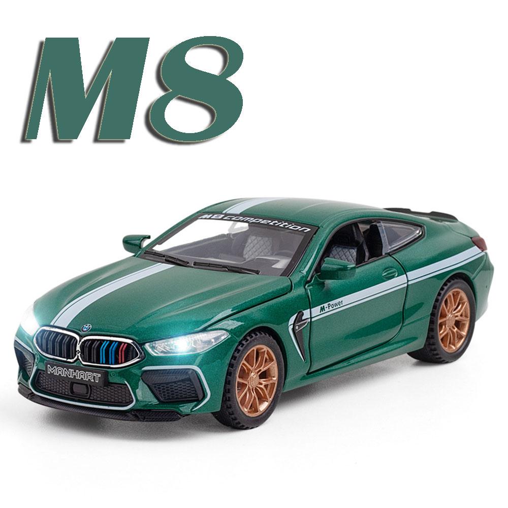 1:32 Scale M8 Model Toy Miniature Supercars Alloy Diecast Sports Cars Sound Light Doors Opened Pull Back Ornament for Kids Gifts
