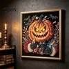 DIY Craft Projects for Kids Gothic Faux Pearl Art Kit, 3D Dark Evil Pumpkin Painting Handcrafted Home Wall Ornaments Spooky Castle Halloween