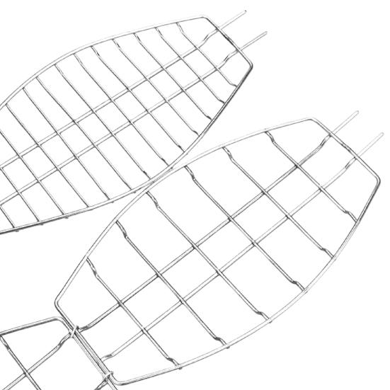 Grilled Fish Basket Stainless Steel Hanging Fish Grill Rack Adjustable Locking Hinges Flipping Fish Grill Tool for Whole Fish & Seafood