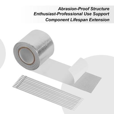 Exhaust Pipe Tape Pipe Insulation Adhesive Wrap With 20 Stainless Steel Ties Heavy Duty Exhaust Tape For Car Motorcycle HVAC