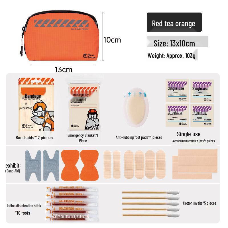 Rhino Rescue Firefly Portable Outdoor First Aid Kit for Hiking and Home Emergencies
