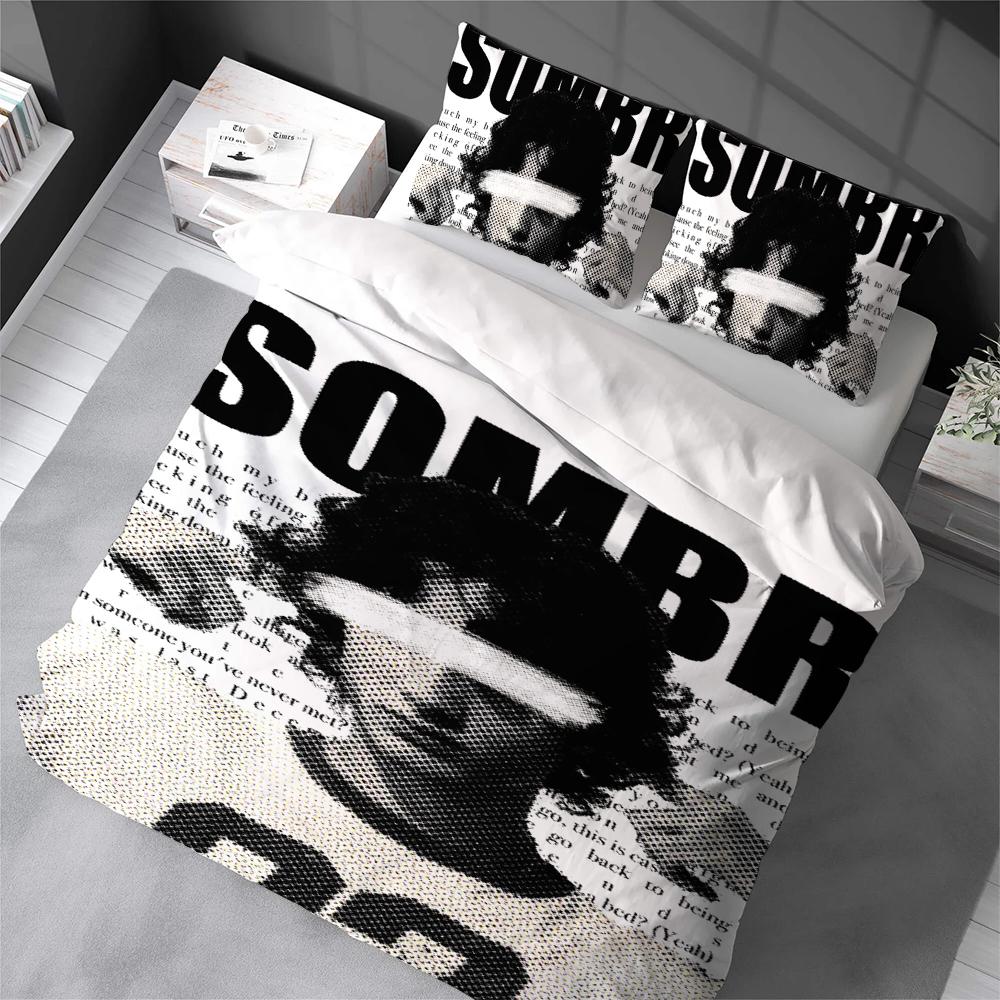 Grosstor Unisex S-Sombr Singer Duvet Cover Set Home Style Bedding Soft Laundry Cotton Bed 3 Piece Set Student Dormitory Gift