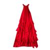 Seaside Holiday Dress Women's Pure Desire Atmosphere Halterneck Ruffles Chiffon Fairy Dress French Sleeveless Long Skirt