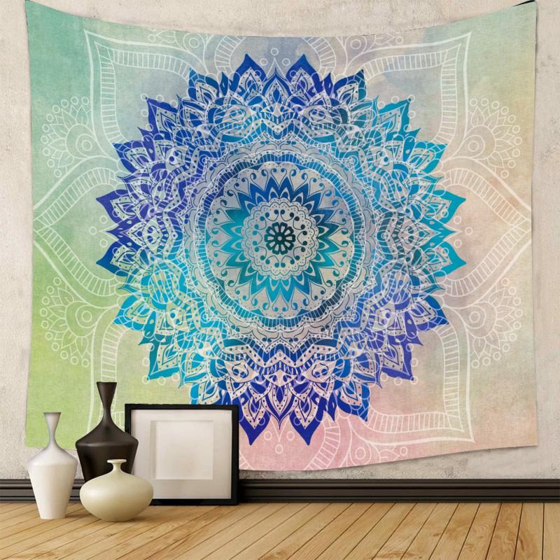 Boho Chic Wall Tapestry With Moon Phase Floral Starry Sky Design Bedroom Yoga Studio Decor