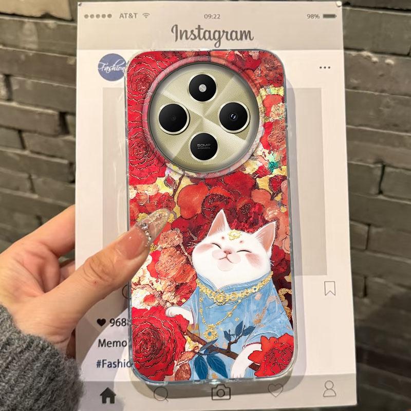 

Роскошные цветы Счастливый кот Мультяшный Чехол для телефона для девочек и женщин Для Xiaomi Poco X3pro X5 M6 X6 X3 NFC M5s M6 X7 Pro C75 C61 Fundas Чехол poco C75 белый