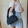 Nylon wrinkle design handbag simple solid color dark retro baguette bag new women's shoulder armpit bag