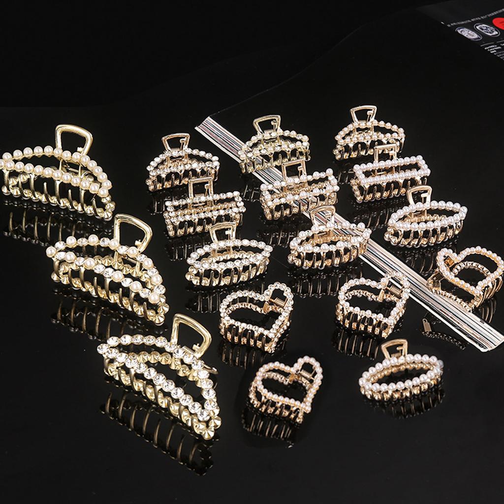 Women Girls Pearls Solid Beads Hair Claws Elegant Metal Barrettes Headwear Hairpins Horsetail Hair Clips Hair Crab Accessories