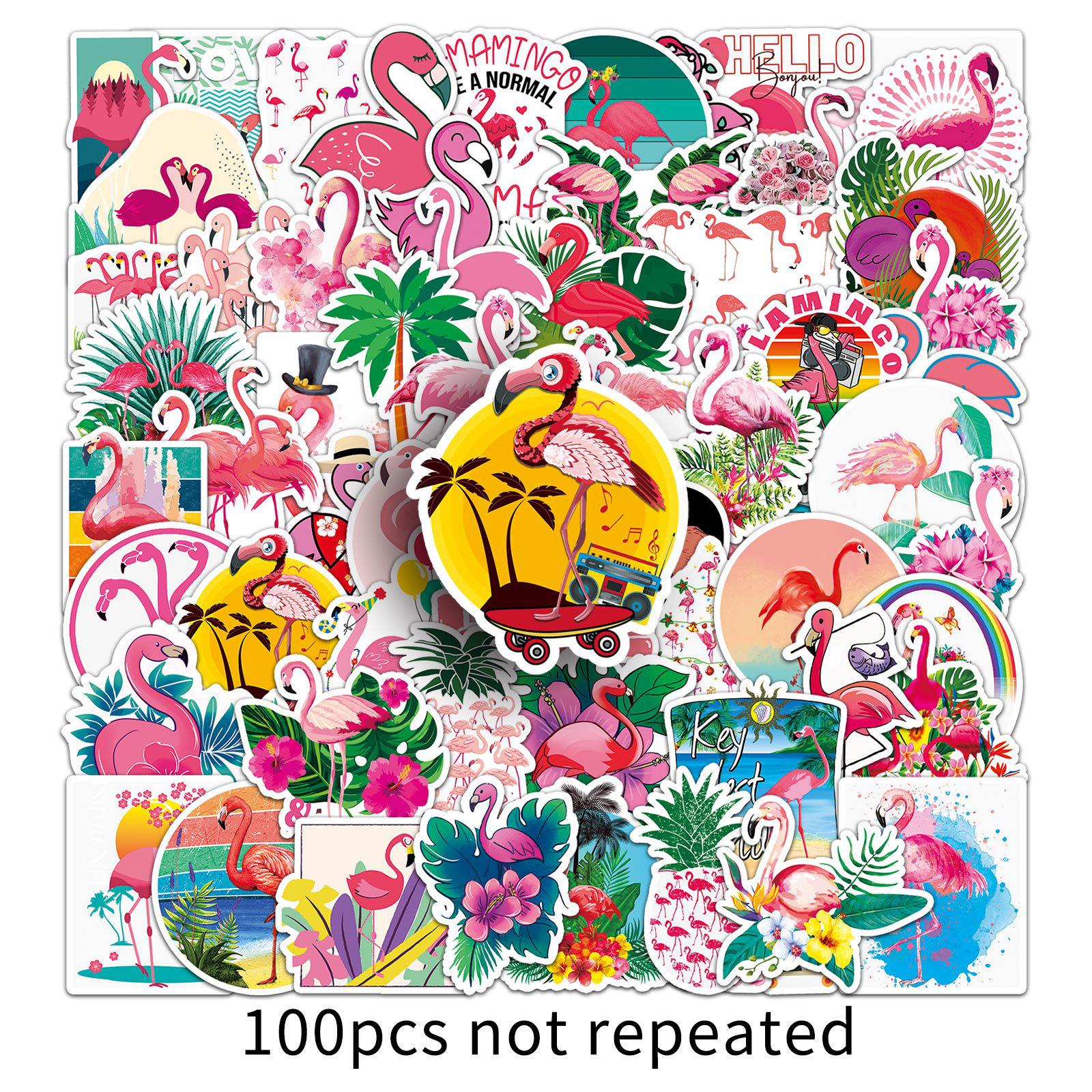 Flamingo Graffiti Cartoon Animal Stickers - 100 Pack for DIY Suitcase, Scooter, Fridge, Car