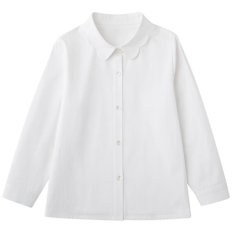 hacikis Girls' Petal Collar Cotton Long Sleeve Shirt