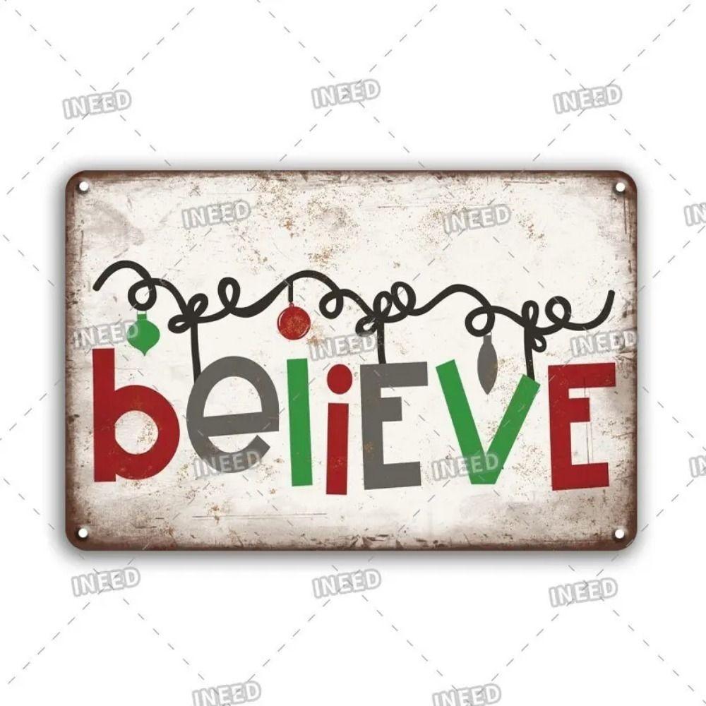 Vintage Christmas Metal Tin Sign Home Festive Wall Decor