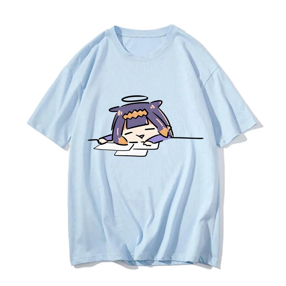 Ninomae Inanis Tako Cartoon Anime Printed T Shirt Outdoor Harajuku Vintage Clothes Casual O-neck Loose Short Sleeve Tees