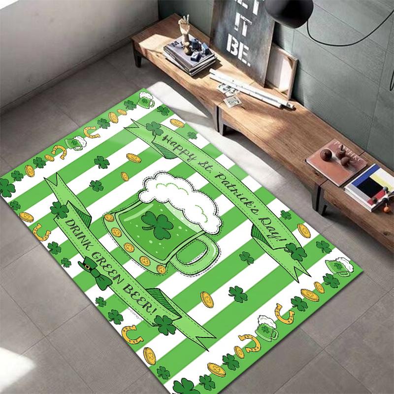 St.Patrick's Day cloverPattern Square Carpet,Area Rug,Carpet Rug for Living Room Bedroom Sofa Playroom Decor,Non-slip Floor Mat,Holiday Birthday Gifts