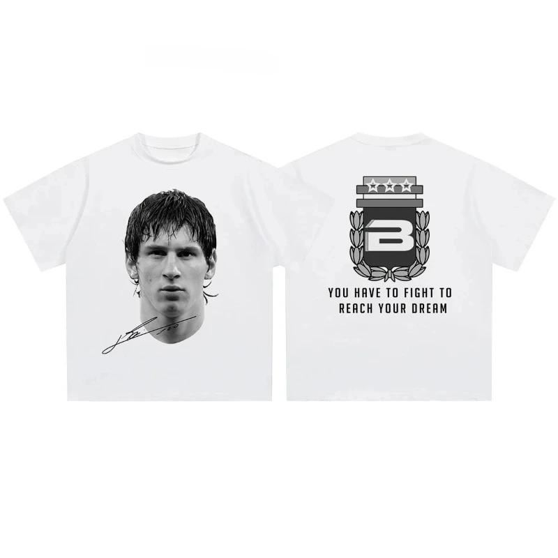 Cristiano Ronaldo Neymar Lionel Messi Gwiazda Piłki Nożnej Portret Nadruk Koszulka Unisex Damska Bawełna Luźna Codzienna Krótki Rękaw T-shirt