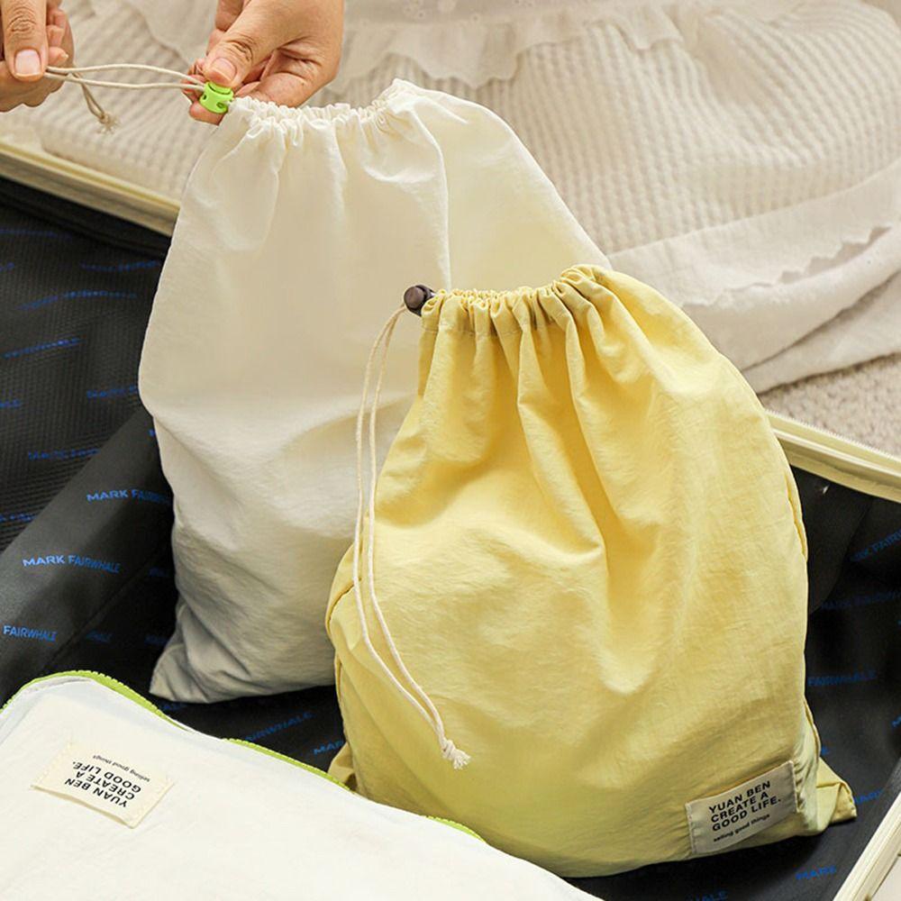 1pc New Drawstring Storage Bag Waterproof Large Capacity Pouch Bag Dopamine Color Nylon Lazy Toiletries Bag
