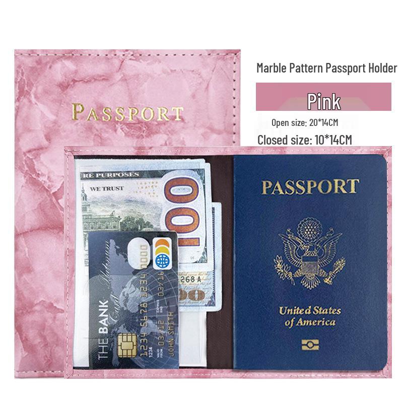Marble Leather PU Passport Holder Wallet with Single Pocket Stitching