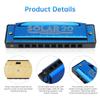 10 Holes KeyC Blues Harmonica Beginner Durabled Mouth Organ 20 Tunes Blue Musical Gifts