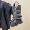 French retro thick heel medium and high boots women's 2025 autumn and winter new wasteland wind heightening non-slip knight boots fashion boots