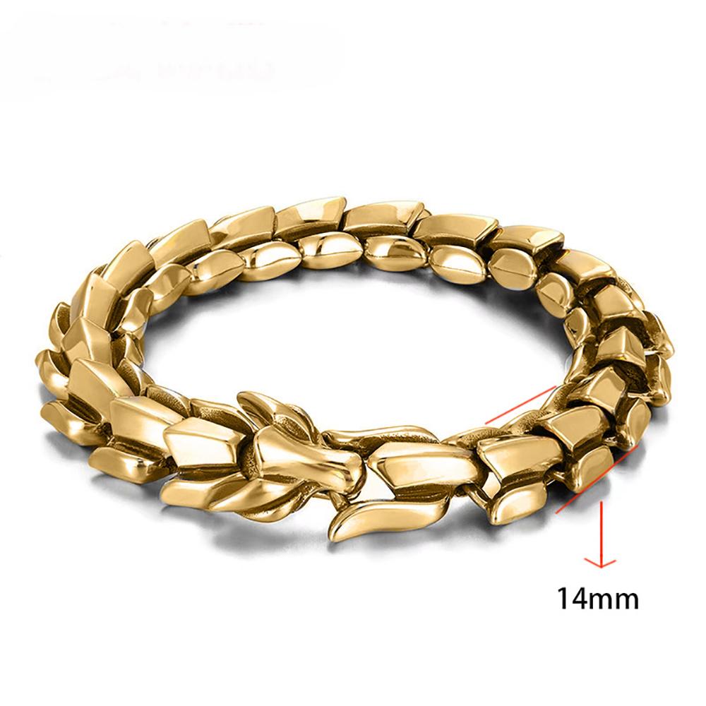 Personality Mens Jewellery Hip Hop Punk Head Dragon Lin Bracelet Retro Exaggerated Dragon Bracelet Jewelry Men Accessories Gift