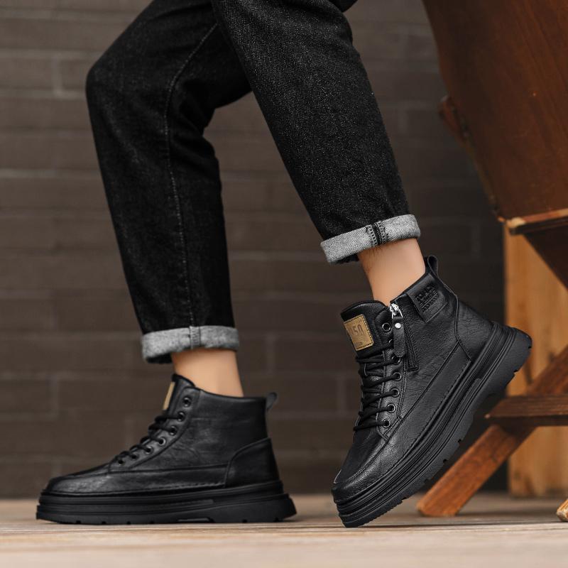 New High Top Boots Casual Fashion Anti Slip Lightweight Comfortable Features Thick Soled Height Increasing Retro Workwear Boots