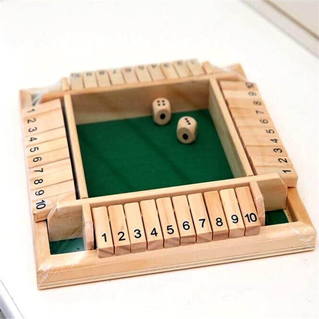 Shut The Box Mathematisches traditionelles Pub-Würfelspiel aus Holz für Reisen für 4 Spieler