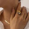 Trendy European & American Cold Style 18K Gold-Plated Titanium Steel Double Arc Ring