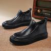2025 New Men's Leather Boots Classic Design Casual Formal Shoes Autumn and Winter Convenient Shoes Black Velvet Warm Snow Boots