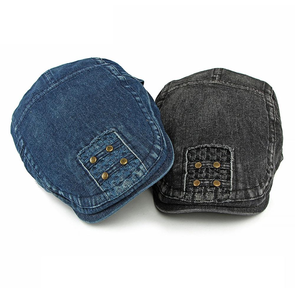 HT4862 Berets for Men Women New All Seasons Denim Beret Cap Male Female Cotton Ivy Flat Cap Adjustable Artist Painter Beret Hat