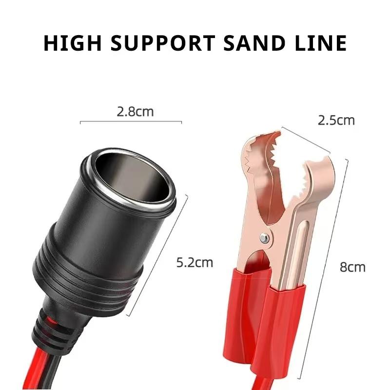 Car High Power Pure Copper Battery With Clip To Cigarette Lighter Female Socket 12V 24V Volt 220W Car Socket Plug