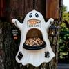 Ghost Bird Feeder Halloween Feeder, Outdoor Hanging Big Mouth Wild Feeding Decor Station, Spooky Resin Statue for Outside Garden Backyard Patio