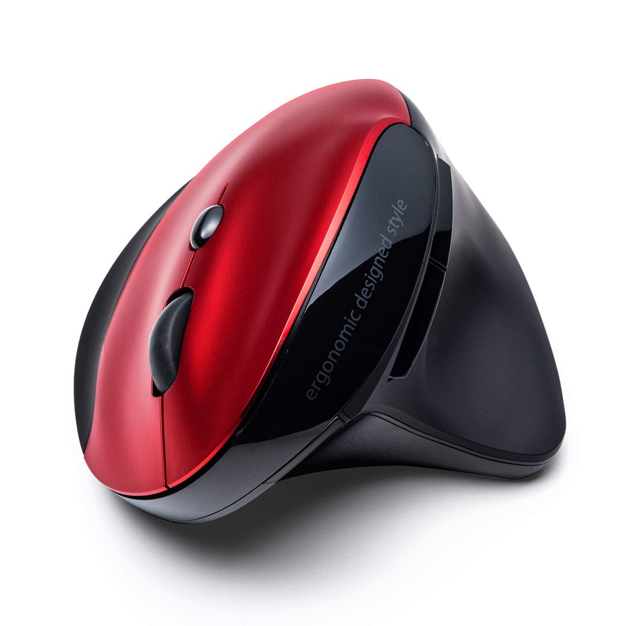 

E-Supply Ergonomic Wireless Mouse, Rechargeable, Blue LED, 5-Button, Quiet Buttons, Red, EZ4-MA127R