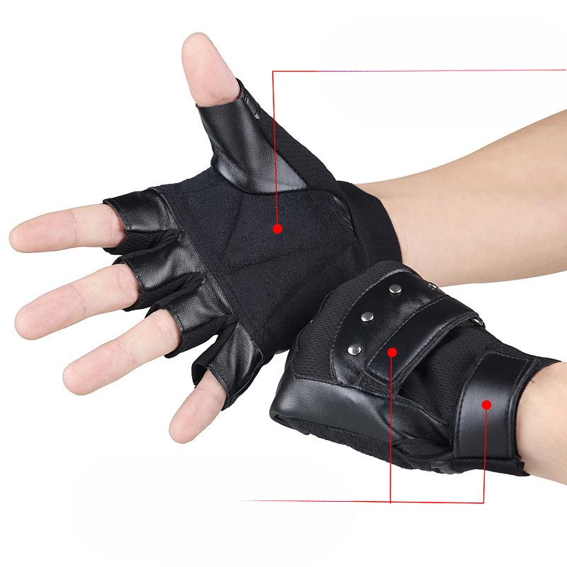 Sheepskin Half Finger Gloves Men's Sports Non Slip Fitness Outdoor Tactical Rivets Exposed Fingers Riding Motorcycle Half Finger Gloves