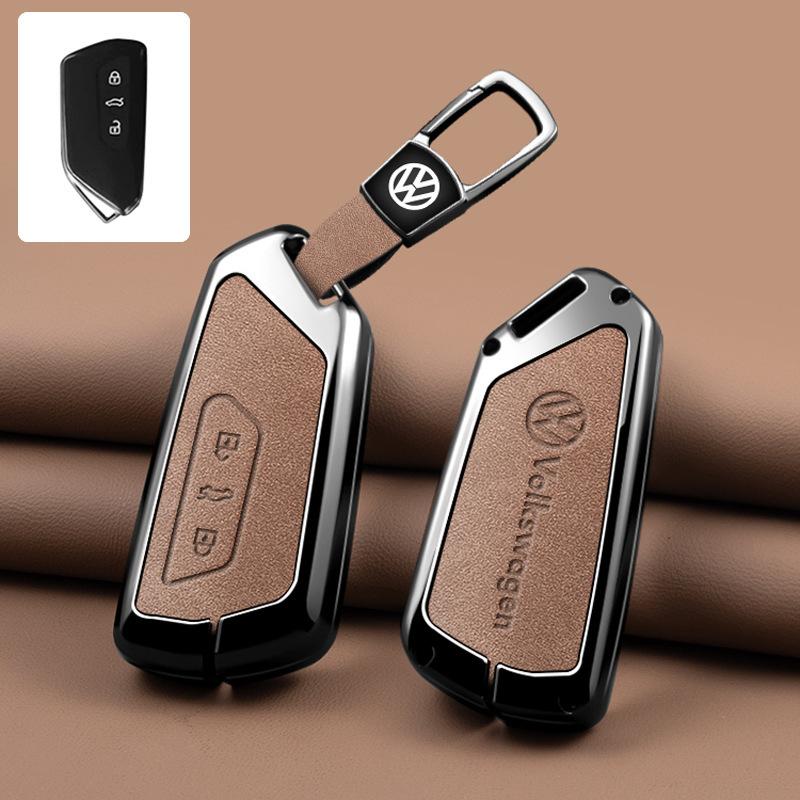 Leather Car Remote Key Fob Case Cover Protector Holder Shell For VW Volkseagen Golf 8 MK4 MK8 ID.3 ID.4 Keychain Accessories
