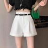 Women's High-Waist A-Line Casual Cargo Shorts with Belt for Spring/Summer 2025