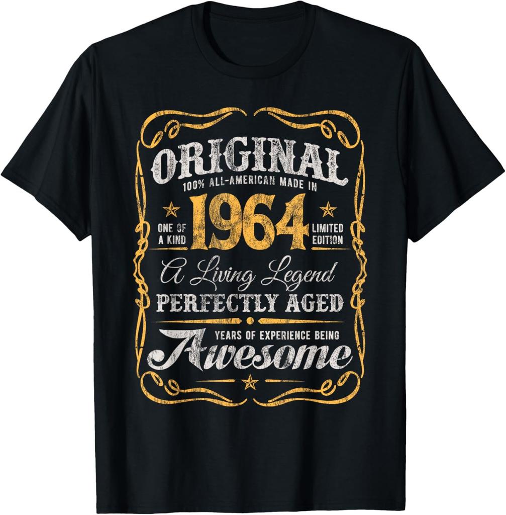 Vintage 60th Birthday Decorations Vintage 1964 60 Birthday TShirt Men Women Clothes Graphic T Shirts Unisex Summer Soft Tops