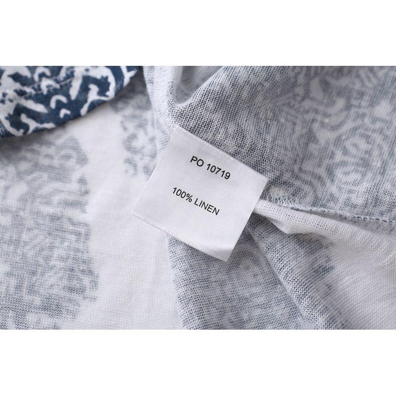 Awesome Customer-Supplied Fabric Export Linen Print Export Round Neck Loose Short Sleeve T-shirt Female Linen Tops Summer